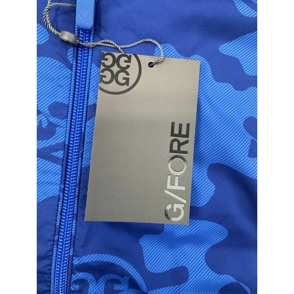 New G/Fore Golf Mens Exploded Camo Stretch Tech Vest Surf Blue‎ Pockets Size XL